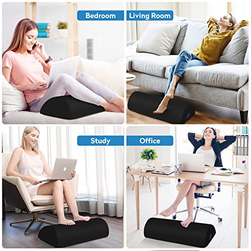Image of StepLively Foot Rest Ergonomic Pillow for Under Desk at Work, Anti-Fatigue Footrest Support Pillow for Fatigue & Pain Relief, Comfortable for Office Chair, Car Seat & Gaming Chair - Black, Large