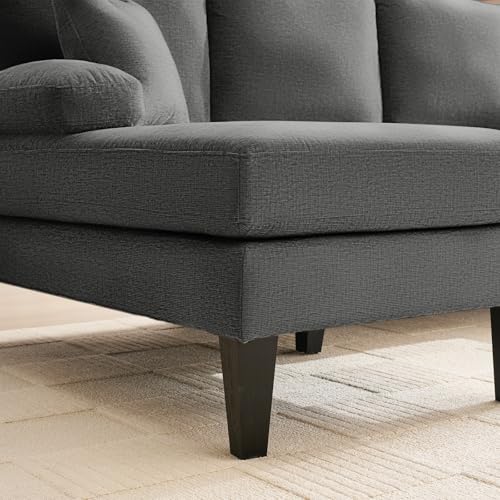 Image of 98 inch Sectional Couches for Living Room, U Shaped Couch with 18 inch Seat Height, 4 Seater Couch Set with Double Chaise for Apartment, Living Room Sofas, Chenille, Dark Grey