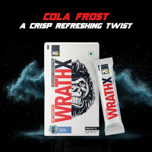 Image of MuscleBlaze Pre Workout WrathX Powder, Cola Frost, 270g, 15 Servings | Fully Loaded, Crash Free with Caffeine, Citrulline and Beta Alanine | Trustified Certified | Built for Athletes - Dope Free
