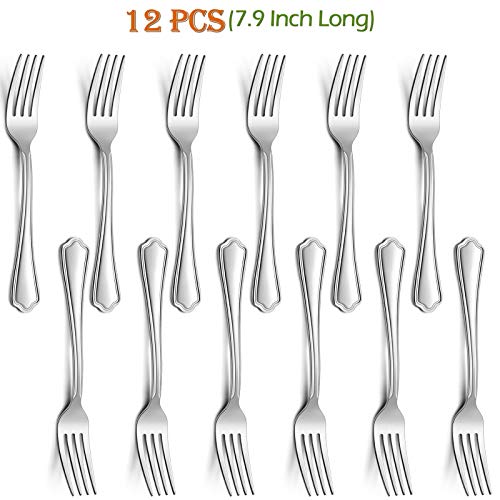 E-Far Dinner Forks Set Of 12, E-Far 7.9 Inch Stainless Steel Forks For Home, Kitchen Or Restaurant, Non-Toxic & Mirror Polished, Scalloped Edge & Dishwasher Safe thumb #1