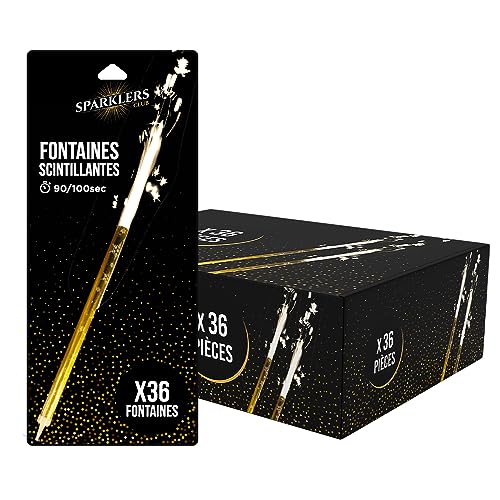 Fontaines à Gateaux Scintillantes XXL 24cm - Lot de 36 - durée 90/100 Secondes pour Gateaux et Bouteilles de Champagne, Bougie Lumineuse d'ambiance pour...