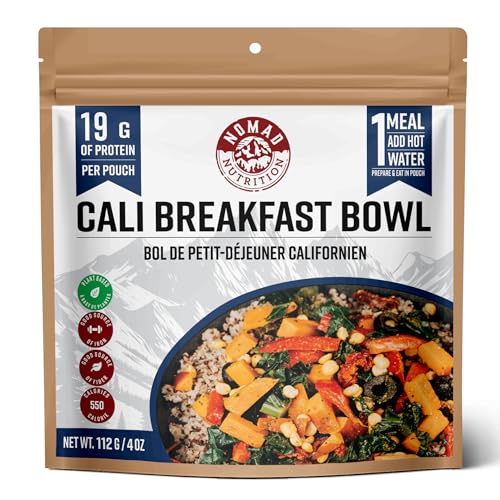 Image of Nomad Nutrition Cali Breakfast Bowl | Instant Freeze Dried Backpacking & Camping Food | Plant-Based, Non-GMO Hiking Meals with High-Energy, Vegan, Gluten-Free | 112g - 1 Pack