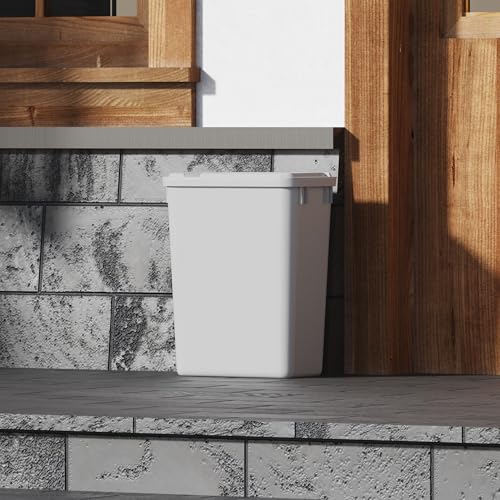 Image of Dowell 35L Wastebasket Trash Container, 37Qt /9.2Gal, Plastic, Stackable, for Kitchen /Bathroom /Office, Fits Under Sink /Desk (Grey 4000 35 04)