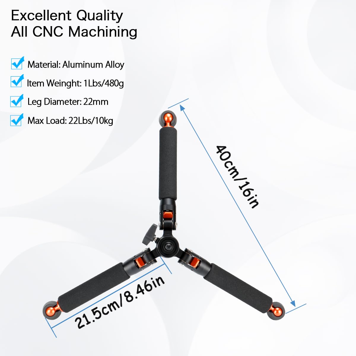 Koolehaoda Camera Aluminum Monopod with Metal Tripod Base.6 Sections 18-69inch Adjustable, Leg Diameter Φ28mm,up to 13lbs - Black