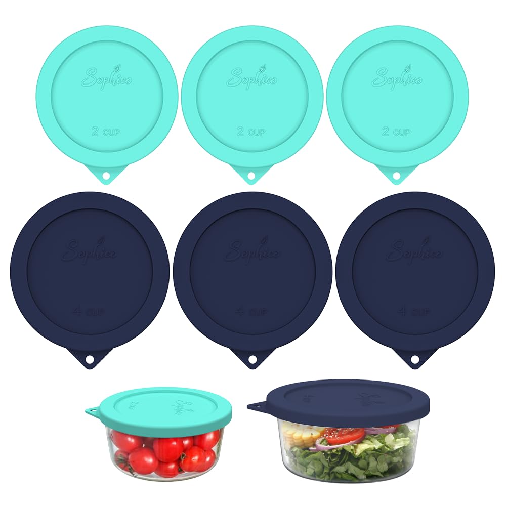 SOPHICO 2 &amp;4cup Silicone Replacement Lids for Pyrex Glass Bowls 7200&amp;7201PC