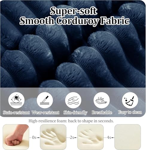 Image of 92.5 inch Modualr Sectional Sofa, L-Shape Corduroy Cloud Couch with Chaise,Upholstered Memory Foam Boneless Couch for Living Room, No Need Assembly,Blue(Right Facing Chaise)