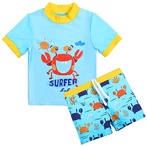 Image of XFGIRLS Toddler Boys' 2-Piece Short Sleeve Swimsuit Trunk and Rashguard