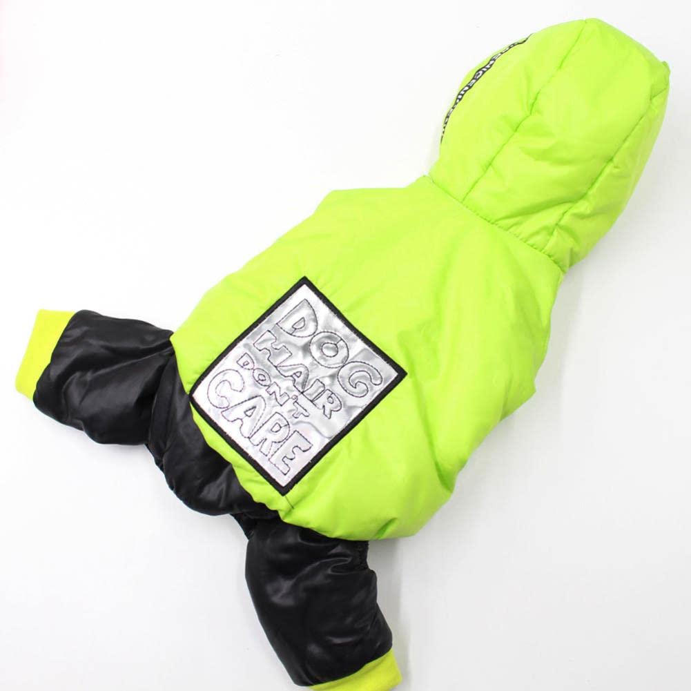 UKKO Vestiti per Cani Tuta di Cane Invernale Impermeabile E Calda con Cappuccio con Cappuccio con Cappuccio con Cappuccio per Cani Un Pezzo Piccolo Abbigliamento per Animali Domestici-Green,S