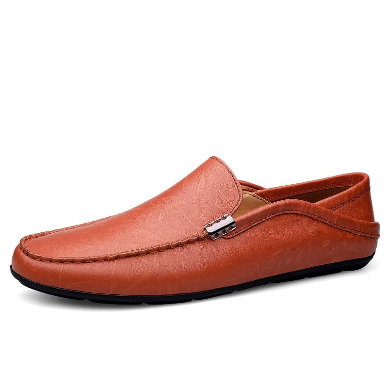 Mens Loafers Shoe Solid Color Round Toe Leather Loafer Shoes Slip Resistant Anti-Slip Lightweight Outdoor Slip-on3