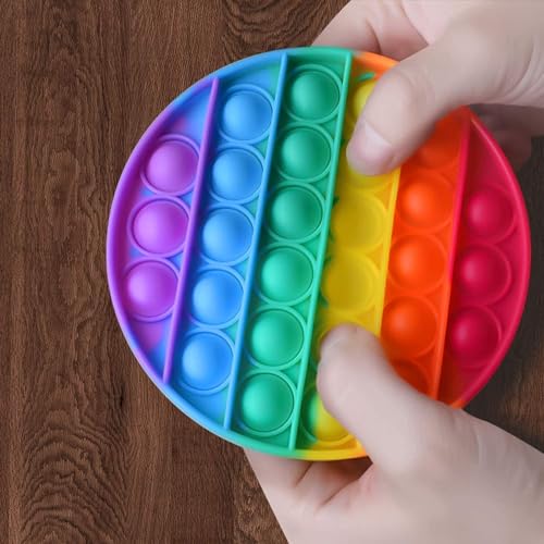 2 Stück Pop It Spielzeug, Pop It Baby, Plopp Spielzeug, Pop It Groß, Anti-Stress-Spielzeug, Regenbogen, Für Autistische, Zappelige Menschen, Tolles Geschenk (Rund)