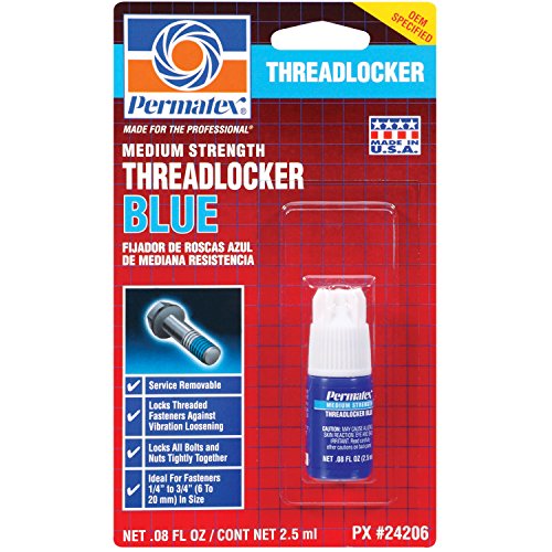 Image of Permatex 24206 Medium Strength Threadlocker Blue, 2.5 ml, Automotive Threadlocker For Preventing Bolts From Loosening And Corrosion, Removable With Hand Tools