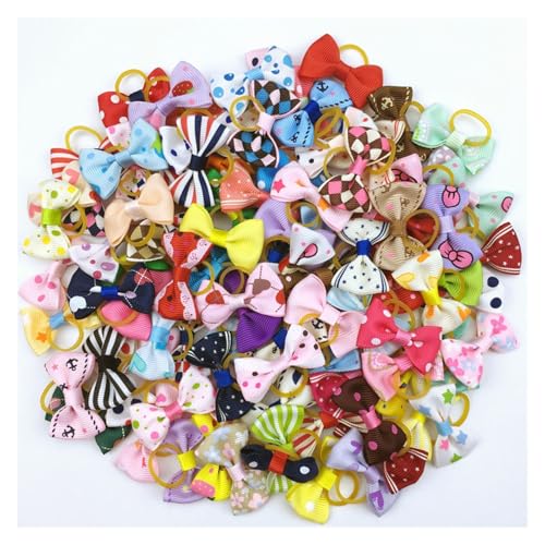 Rubans pour poils de chien lot de 100 nœuds mignons en élastique - 3