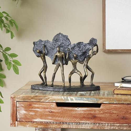 Estatua decorativa de personas en polystone bronce 13 x 5 x 11 pulg miniatura 5