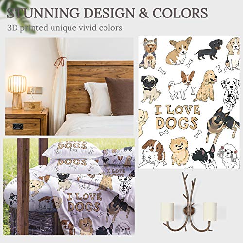 Sleepwish Dog Comforter Twin Set Kids Pug Retriever Corgi Dog Bedding Sets With Comforter Watercolor Breeds Of Drawn Dog Bed Set 4 Piece Cute Pet Animal Bedspreads For Girls Boys (Twin, I Love Dogs) #TOP3