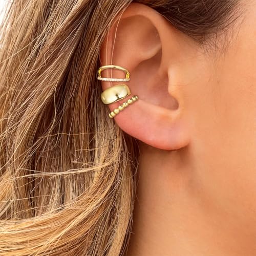 Image of Ear Cuffs Non Piercing 14K Gold Plated Ear Cuff Earrings for Women Trendy Clip on Cartilage Earring Stacks Non Pierced Adjustable Fake Earrings Set Jewelry Christmas Gift 2026 Stocking Stuffers