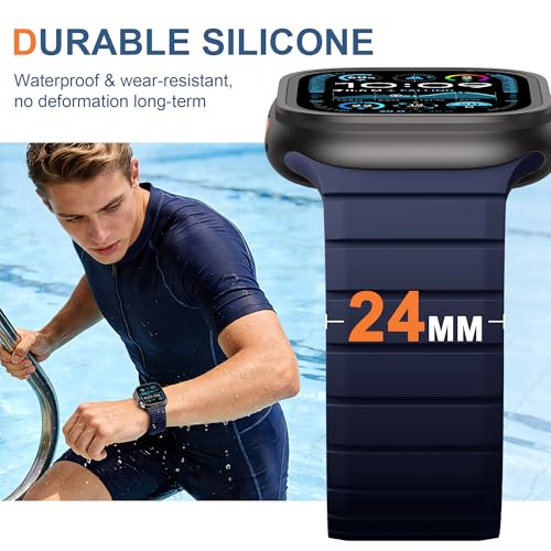 SNBLK Magnetic Band Compatible with Apple Watch Bands 40mm 41mm 42mm 38mm Women, Secure Silicone Sport Loop Magnet Strap for iWatch Bands for Men SE Series 11 10 9 8 7 6 5 4, Navy Blue/Black by SNBLK - Used condition - Image 5
