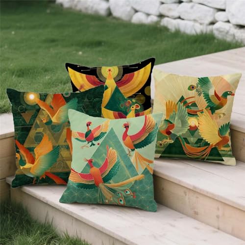 Housse de coussin avec fermeture invisible et impression double face oiseau