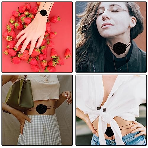Elegante Blumen Choker Halskette - Gothic Stoff Halsband für Frauen und Mädchen - Hochzeit, Party, Geburtstag, Weihnachten (Schwarz)