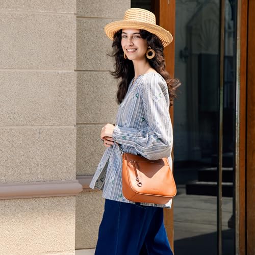 Image of befen Genuine Leather Crossbody bag for Women, Brown Leather Purse Women's Hobo Crossbody Purse Shoulder Handbags with Adjustable Wide Shoulder Strap for Everyday and Travel