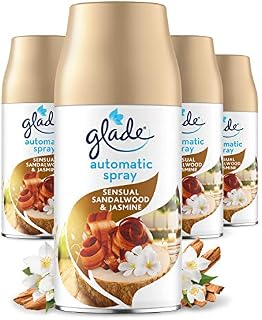 Glade Automatic Air Freshener Refills, Room Spray & Odour Eliminator, Sandalwood & Jasmine, 4 Refills (4 x 269 ml), Packaging May Vary