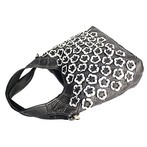 Image of Downupdown Genuine Leather Handbags for Women Designer Shoulder Bag 3D Floral Hobo Tote Bags Satchel Purses Crossbody Bag