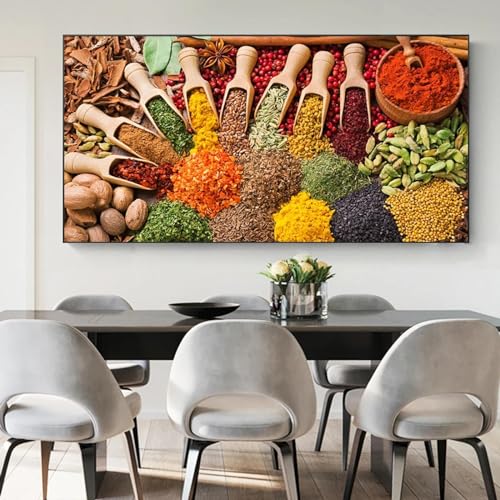 Tableau épices art impressions sur toile cuisine décoration murale moderne 40x80cm