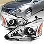 AmeriLite 2013-2015 Projector Chrome Housing Replacement Headlights Pair for Altima 4Dr Sedan Halogen Type - Driver and Passenger Side