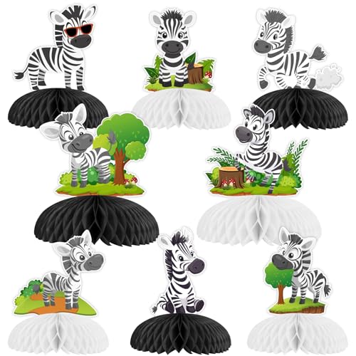 Decoración de mesa de cebra estilo panal para cumpleaños infantiles con temática de safari