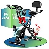 Velo D Appartement, SLUNSE 5-en-1 Vélo D’Appartement avec 16 niveaux de Résistance Magnétique, Vélo Appartement Pliable avec 10 dB, Vélos de Fitness pour le Cardio-Training à la Maison, Capacité 160KG