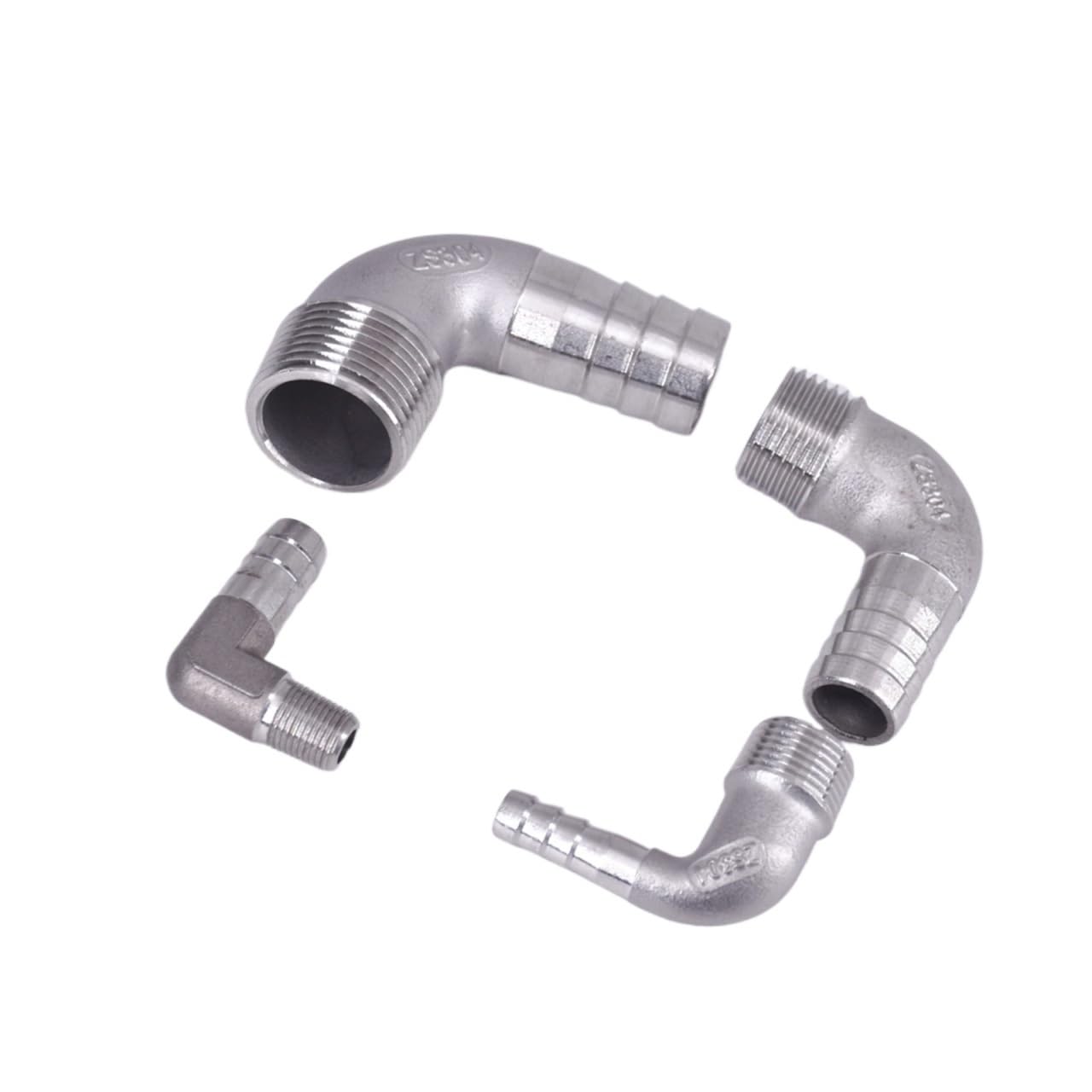 1 szt. Kolanko 90 stopni łącznik rurowy ze stali nierdzewnej 304 1/8 do 5.1 cm BSPT męski * 6 do 60 mm zaczep węża (1/2 cala * 13 mm)