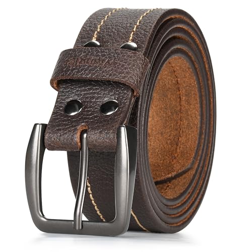 Wrangler Men’s Leather Belt Embossed Logo Casual Every Day Belt for Jeans