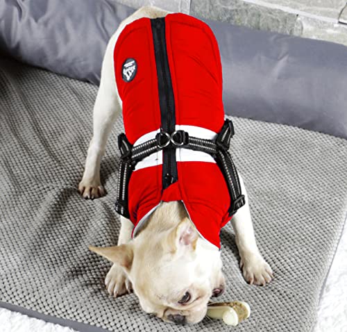 BabyDog Dog Vest Coat with Fleece Lining, Harness with Ring, Adjustable Zipper Sleeveless (M, 199 Red) - Image 3