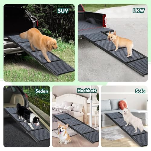 Längste 180cm & Breiteste 50cm Hunderampe,Faltbare Hunderampe Auto mit Rutschfester Teppich, Klappbar für Outdoor Stufen,Hundetreppe Auto für Mittlere & Große Hunde in EIN SUV & LKW
