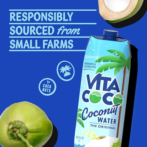 Image of Vita Coco Coconut Water, Pure Original, Refreshing Coconut Taste, Natural Electrolytes, Vital Nutrients, 33.8 Oz (Pack of 12)