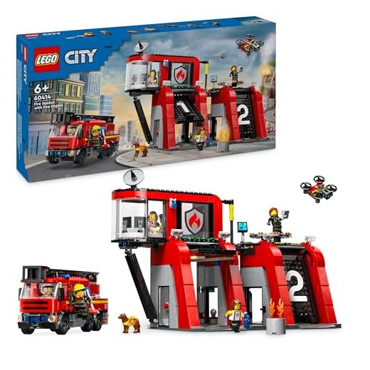 LEGO City Fire Station with Fire Engine Toy Playset for 6 Plus year Old Boys & Girls with a Dog Figure and 5 Minifigures, Birthday Gift Idea for Kids Who Love Imaginative Play 60414