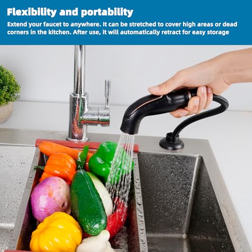 Image of Universal Kitchen Sink Side Sprayer Compatible with Moen, Oil-Rubbed Bronze | NSF /ANSI /CAN 372 Certified, Kitchen Sink Faucet Sprayer Attachment with Quick Connectors /Hose /Holder, Pull-Out Sprayer Nozzle