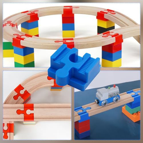 28 Stück Holzeisenbahn Schienen Adapter Eisenbahn, Adapter für Holzeisenbahnen, Holz Schienen Connectors Eisenbahn Spielzeug Zubehör, Schienenverbinder aus Kunststoff für Modellzüge