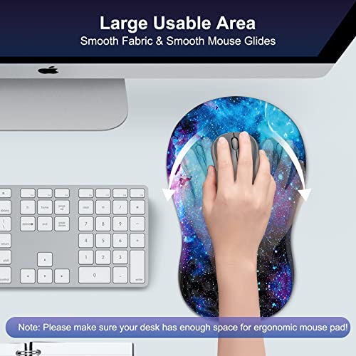 Icasso Ergonomic Mouse Pad Wrist Support, Wrist Rest, Comfortable Computer Gel Mouse Pad For Laptop, Memory Foam,Pain Relief Mousepad With Non-Slip Pu Base For Office Home (Galaxy) #TOP4