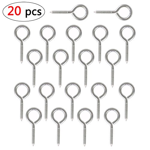 HEVERP 20Pcs 7/8 x 2 Inches Stainless Steel Screw Eyes/Tapping Screws/Hanging Hooks