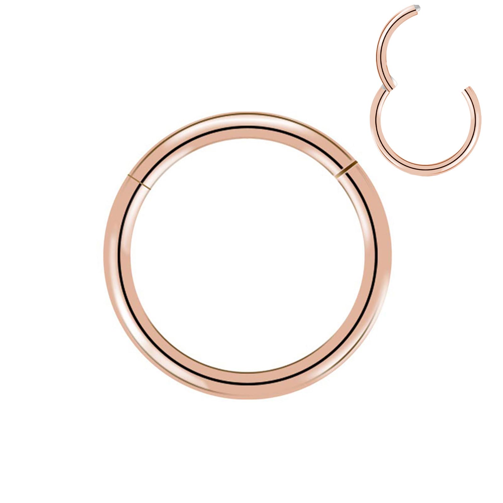 Artskin Grados 23 Titanio Bisagra nariz Anillos Piercing Cuerpo Anillos Helix cartílago Rook Pendientes 20G 18G 16G Diámetro 6 mm-10 mm Negro/Plata/Oro/Oro Rosa — view 5