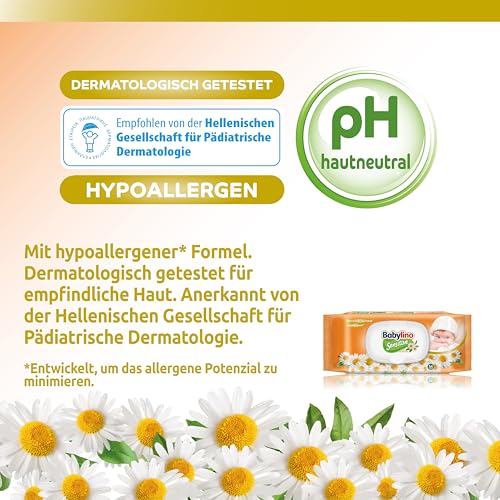 Babylino Sensitive Baby Tücher mit sanftem Kamille-Duft, 98% natürliche Formel, die den pH-Wert der Haut wiederherstellt… – Ansicht 4