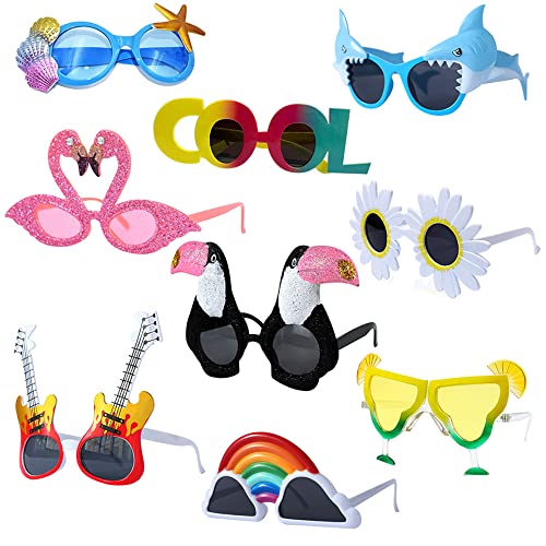 ASNOMY 9 Paires Lunette Drole, Nouveauté Lunettes de Soleil Hawaïennes Lunettes de Fête Drôle Créatif Lunettes pour Tropical Party Photographie Adultes...
