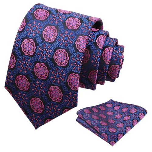 Image of Alizeal Mens Vintage Solid Plaid Tie with Pocket Square 3.15inches Necktie Set