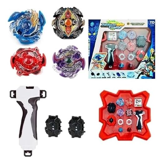 Kit Piões de Metal 4 In 2 + 2 Lançadores Beyblade + Arena 34cm