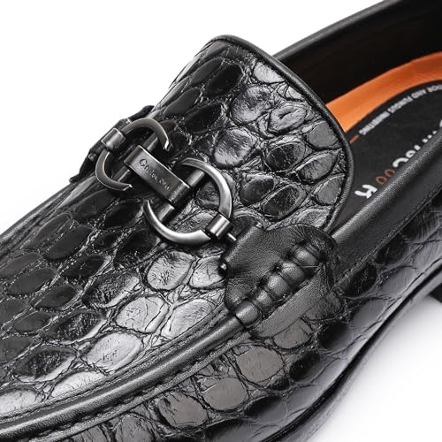 Classical Loafers for Men, Crocodile Pattern Leather Dress Shoes Slip on Loafers Bit Loafers4
