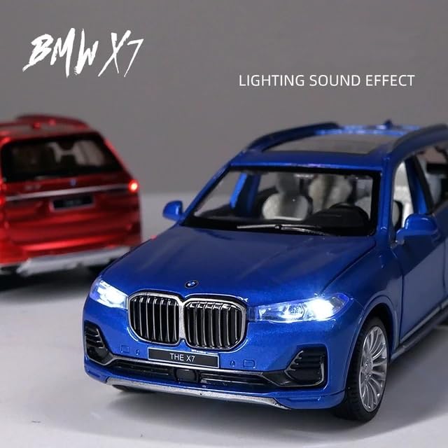 Image of B-M-W X7 1:32 Model Car with Box, Zinc Alloy Pull Back Toy car with Sound and Light for Kids Boy Girl Gift [Colors as Per Stock]