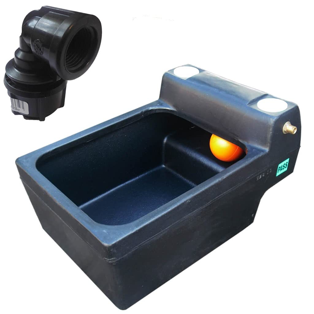 Heating Parts Warehouse Women's Black Kingspan Titan Horse/Cattle Drinker, 12 Gallon, 54 Litres With Philmac Elbow, 25Mm X 1/2"