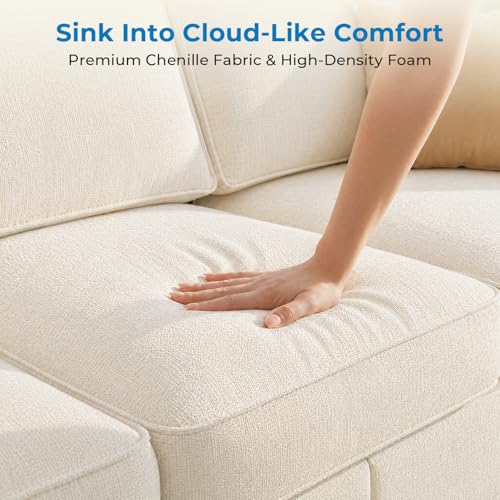 Image of Mjkone 2 Pieces Living Room Sofa Sets, 82 inch Width 3 Seater Sofas Couch and Chair Set, Sofas Couches Living Room Furniture Sets, Sectional Couch Set for Home Office, 3-Seat Sofa + Armchair, Beige