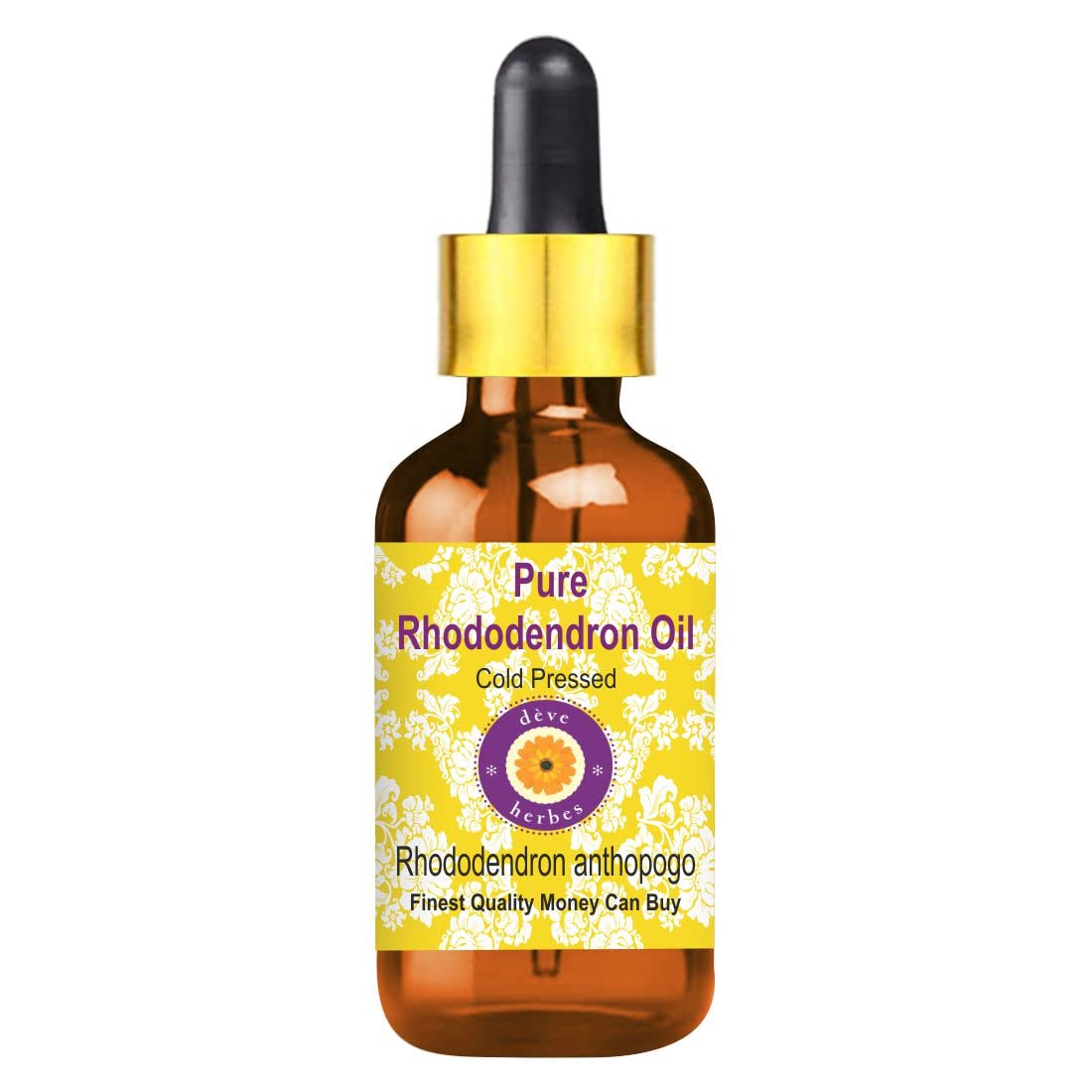 Deve Herbes Pure Rhododendron Oil (Rhododendron anthopogo) with Glass Dropper Natural Therapeutic Grade Cold Pressed 50ml