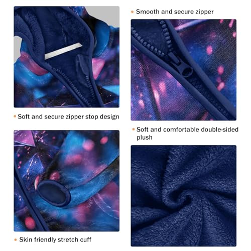 Abstract Structure Dark Blue Toddler Fleece Jacket Girl Boys Hooded Fleece Jacket Coat Warm Outwear Zip-up 3-10T3